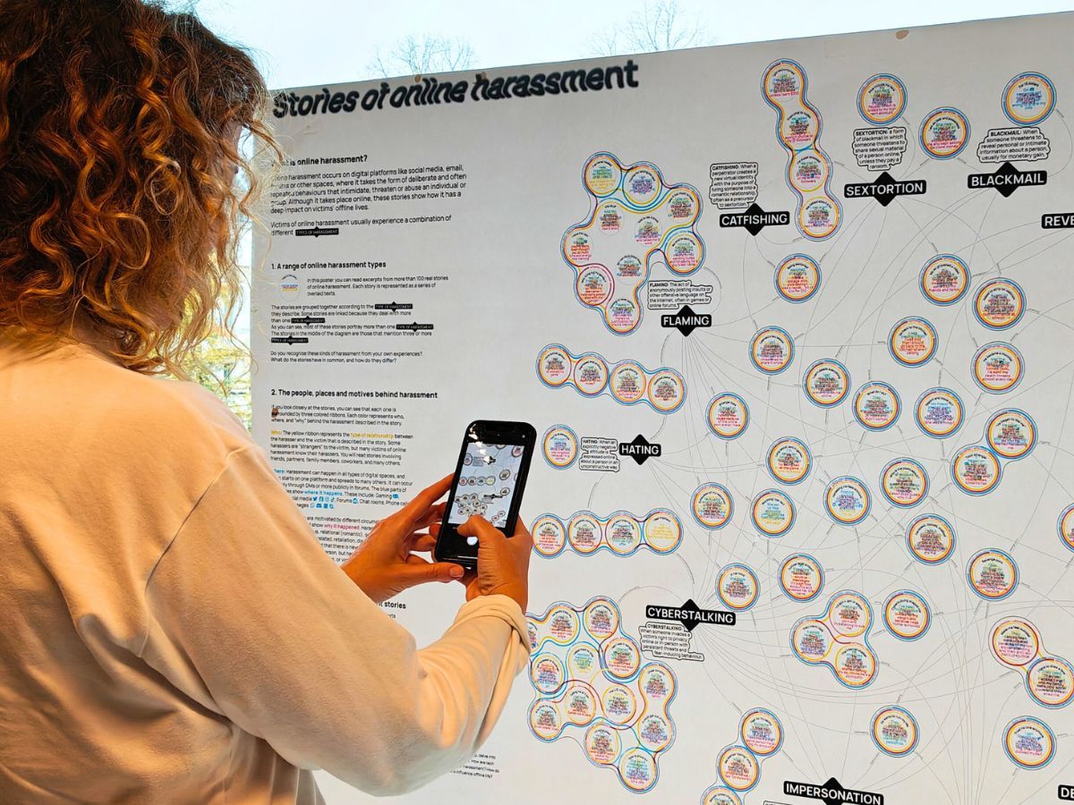 People interacting with the Supercharged by AI poster